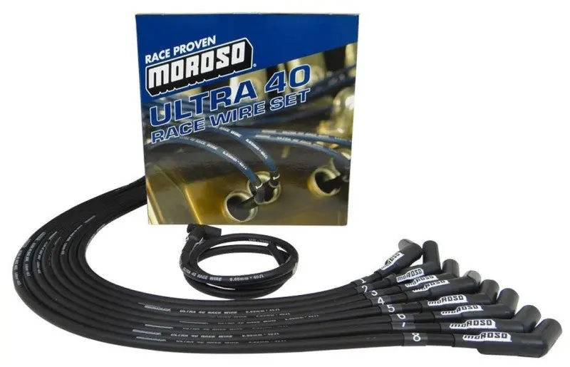 Moroso Ultra 40 Ignition Wire Set For Chevrolet Big Block – Unsleeved Hei, 135° Angle, Black 1