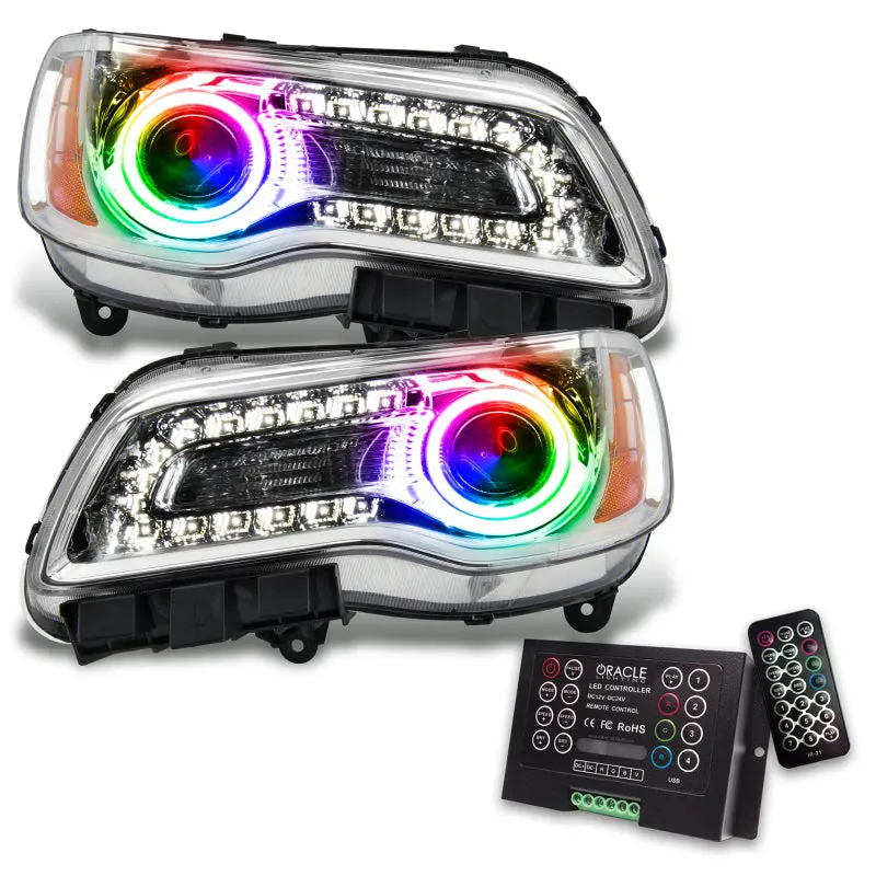 Oracle Colorshift Led Headlights For 2011–2014 Chrysler 300C – Chrome Housing, Non-Hid, Includes 2.0 Controller & Warranty 1