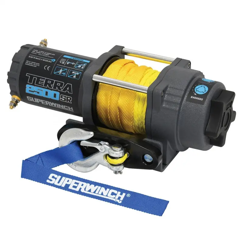 Superwinch Terra 2500Sr Winch – 2,500 Lb Capacity, 12V Dc, 3/16" X 40' Synthetic Rope, Gray Wrinkle Finish 1